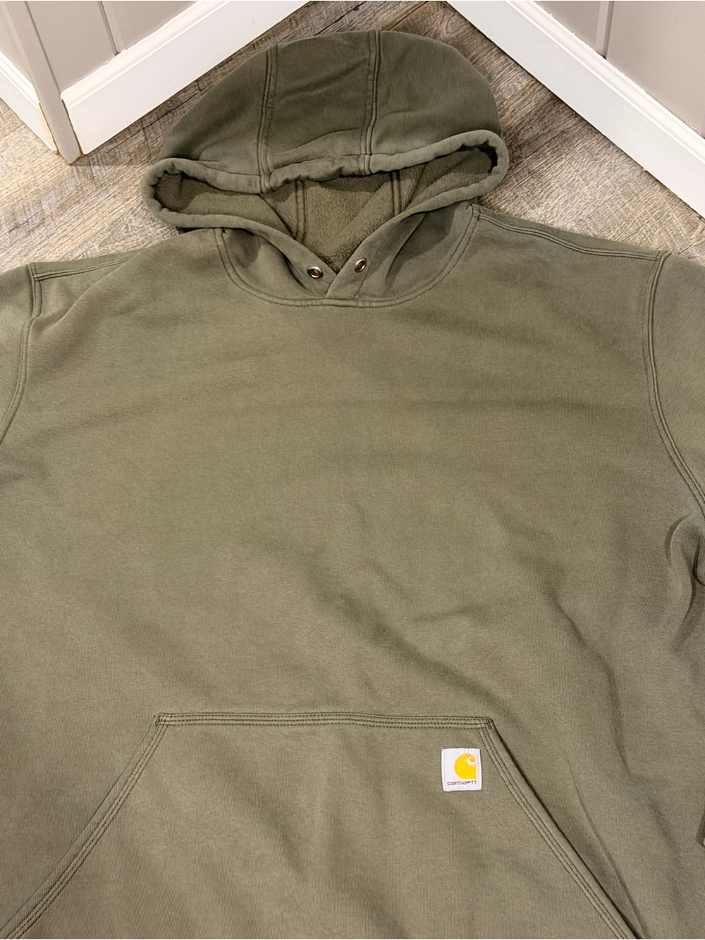 Carhartt Olive Green Men’s Hooded Pullover Sweatshirt - Picture 2 of 8